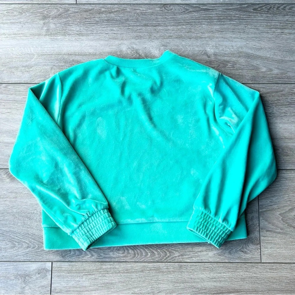 Zella Turquoise  V Neck Velvet Pullover Sweater - Picture 14 of 16